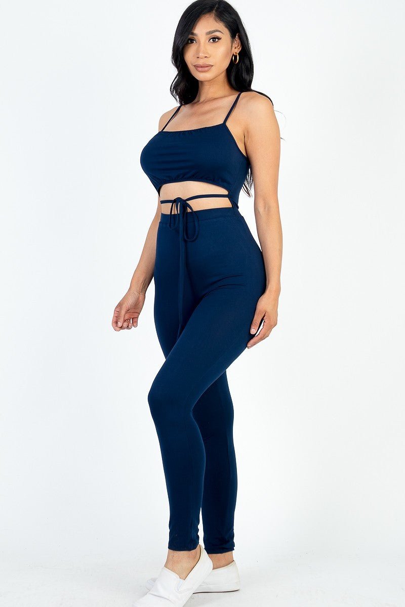 Solid Tie Front Cut Out Jumpsuit - Passion 4 Fashion USA