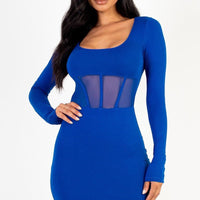 Square neck mesh corset mini dress - Passion 4 Fashion USA