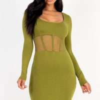 Square neck mesh corset mini dress - Passion 4 Fashion USA