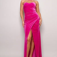 Strapless Sweetheart Maxi Velvet Dress - Passion 4 Fashion USA