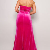 Strapless Sweetheart Maxi Velvet Dress - Passion 4 Fashion USA