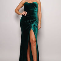 Strapless Sweetheart Maxi Velvet Dress - Passion 4 Fashion USA
