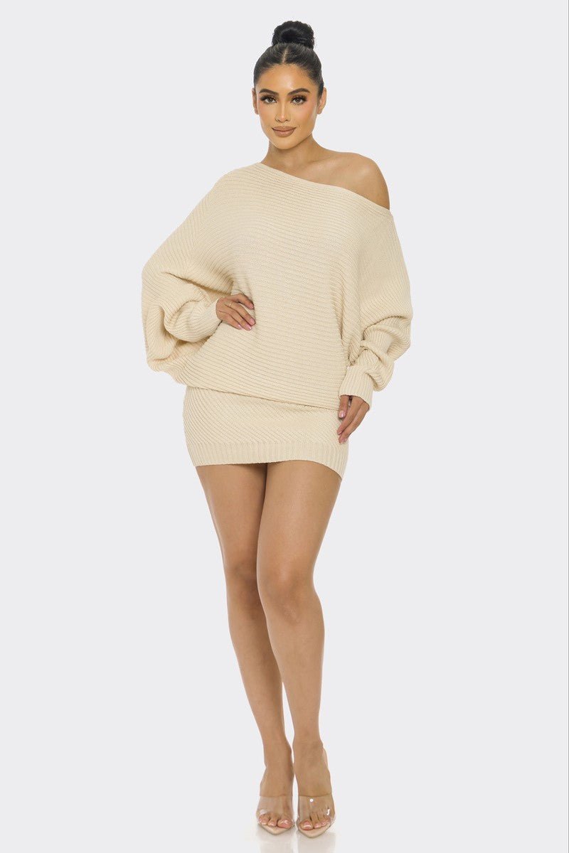 white christmas dresses Kalyn Sweater Mixed Media Mini Dress main image 0