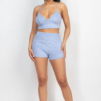 Terry Towel Bralette Top & Mini Shorts Set - Passion 4 Fashion USA