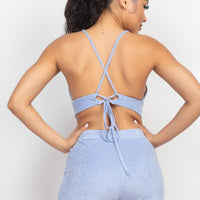 Terry Towel Bralette Top & Mini Shorts Set - Passion 4 Fashion USA