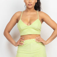 Terry Towel Bralette Top & Mini Shorts Set - Passion 4 Fashion USA