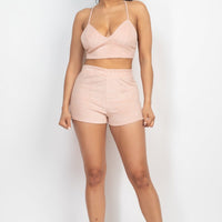 Terry Towel Bralette Top & Mini Shorts Set - Passion 4 Fashion USA