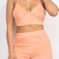 Terry Towel Bralette Top & Mini Shorts Set - Passion 4 Fashion USA