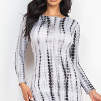 Tie-dye Printed Lettuce Trim Bodycon Dress - Passion 4 Fashion USA