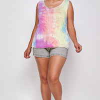 Tie Dye Tank With Studded Detail, Loose Fit, Easy Casual Wear - Passion 4 Fashion USA