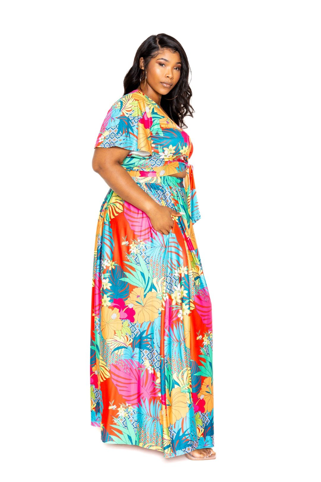 Tropical floral maxi skirt & top set - Passion 4 Fashion USA