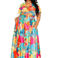Tropical floral maxi skirt & top set - Passion 4 Fashion USA