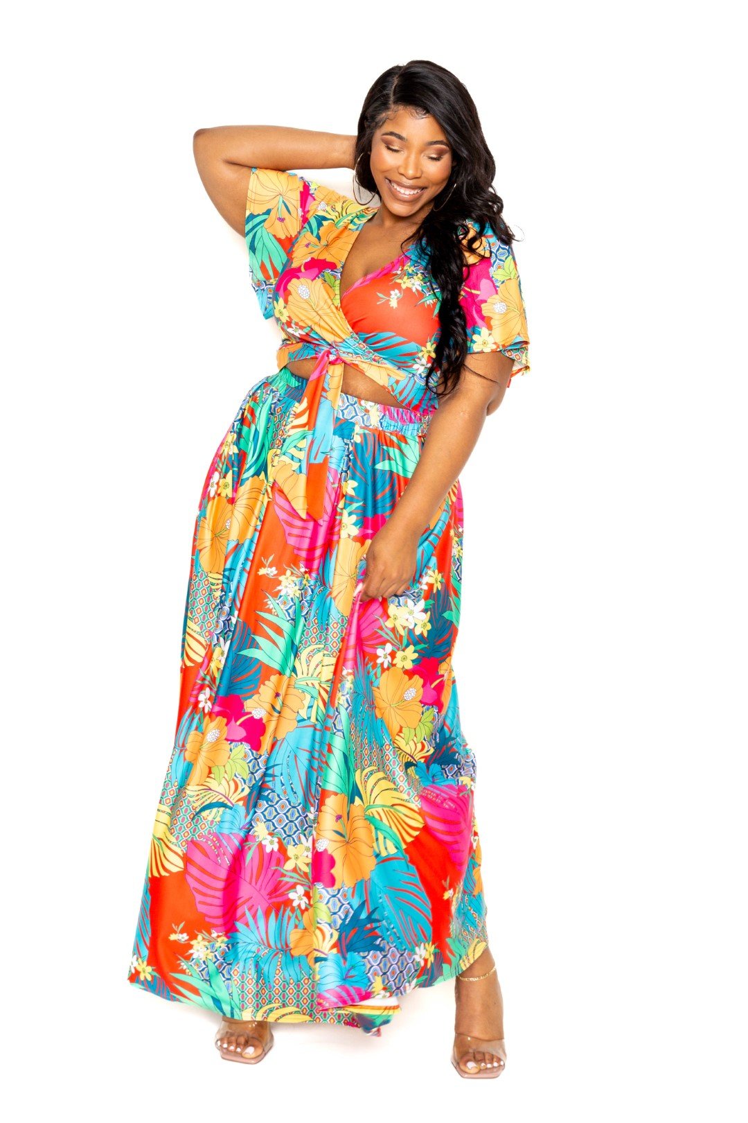Tropical floral maxi skirt & top set - Passion 4 Fashion USA