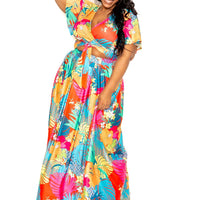 Tropical floral maxi skirt & top set - Passion 4 Fashion USA