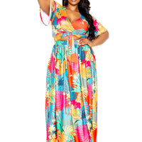 Tropical floral maxi skirt & top set - Passion 4 Fashion USA