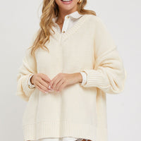V Neck Oversized Sweater - Passion 4 Fashion USA