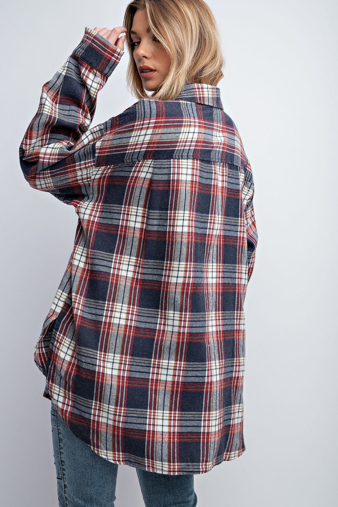 Washed Plaid Button Down Shirt - Passion 4 Fashion USA