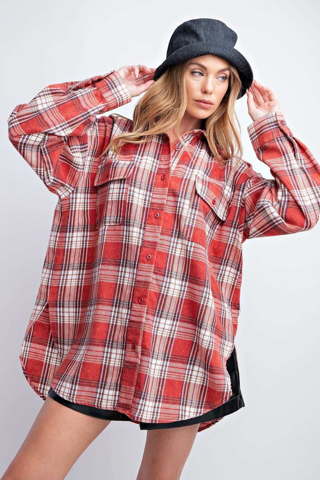 Washed Plaid Button Down Shirt - Passion 4 Fashion USA