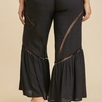 Wide Leg Elastic Waist Lace Tape Pants - Passion 4 Fashion USA