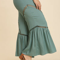 Wide Leg Elastic Waist Lace Tape Pants - Passion 4 Fashion USA
