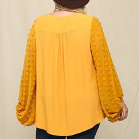 Woven And Textured Chiffon Top With Voluminous Sheer Sleeves - Passion 4 Fashion USA