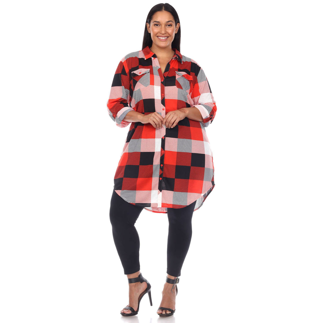 Plus Size Plaid Tunic Shirt