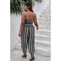 Plus Size Print Off Shoulder Sleeveless Jumpsuit