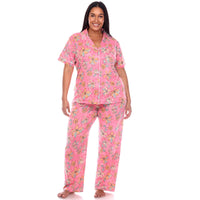 Plus Size Short Sleeve & Pants Tropical Pajama Set