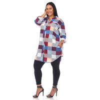 Plus Size Plaid Tunic Shirt