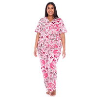 Plus Size Short Sleeve & Pants Tropical Pajama Set