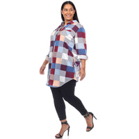 Plus Size Plaid Tunic Shirt