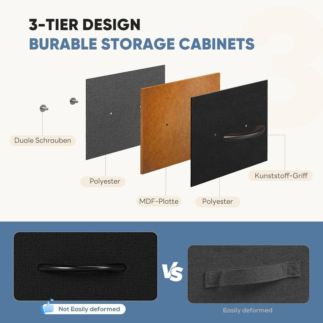 Matte Black Nine Drawer Dresser With Durable Fabric