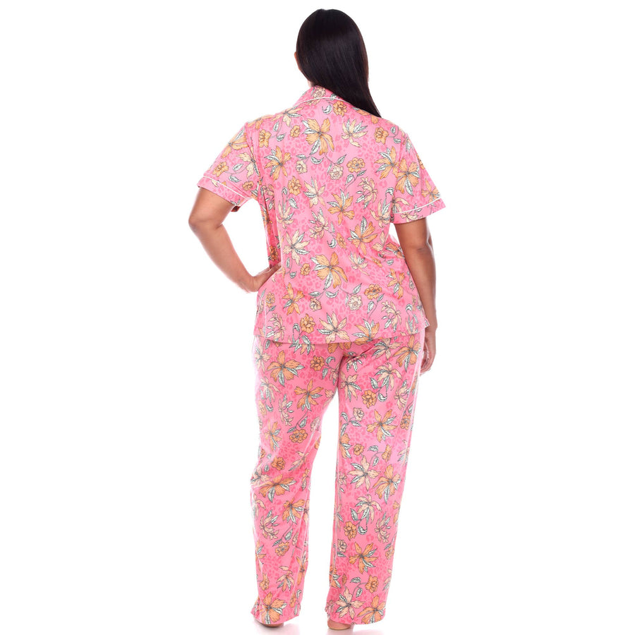 Plus Size Short Sleeve & Pants Tropical Pajama Set