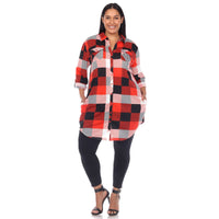 Plus Size Plaid Tunic Shirt