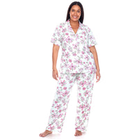 Plus Size Short Sleeve & Pants Tropical Pajama Set