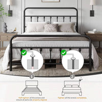 Queen Size Metal Platform Bed Frame With Storage Black