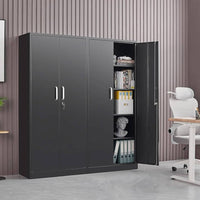 Black Metal Storage Cabinet With Locking Adjustable Shelves