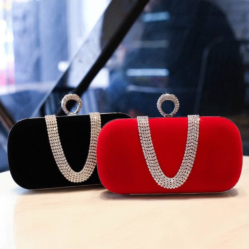 Fashion Velvet Rhinestone Evening Bag