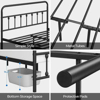 Queen Size Metal Platform Bed Frame With Storage Black
