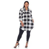 Plus Size Plaid Tunic Shirt