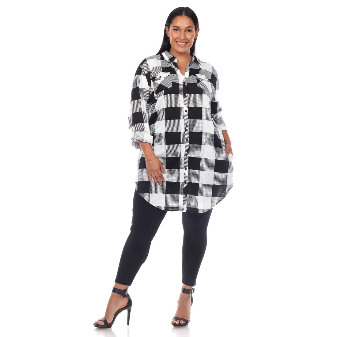 Plus Size Plaid Tunic Shirt