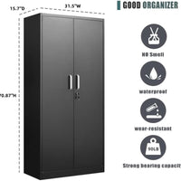 Black Metal Storage Cabinet With Locking Adjustable Shelves