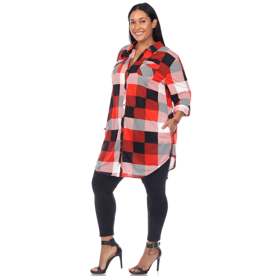 Plus Size Plaid Tunic Shirt