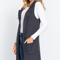 Sleeveless Long Sweater Vest