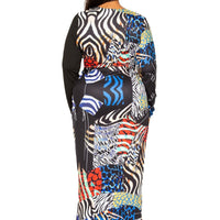 Animal Print Splice Dress With High-low Hem - Passion 4 Fashion USA