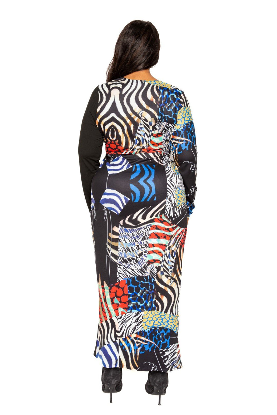 Animal Print Splice Dress With High-low Hem - Passion 4 Fashion USA