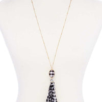 Checkered Pattern Fabric Tassel Necklace - Passion 4 Fashion USA