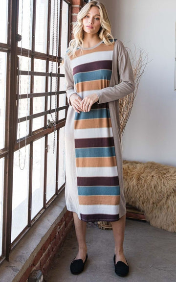 Colorblock Striped Dress - Passion 4 Fashion USA