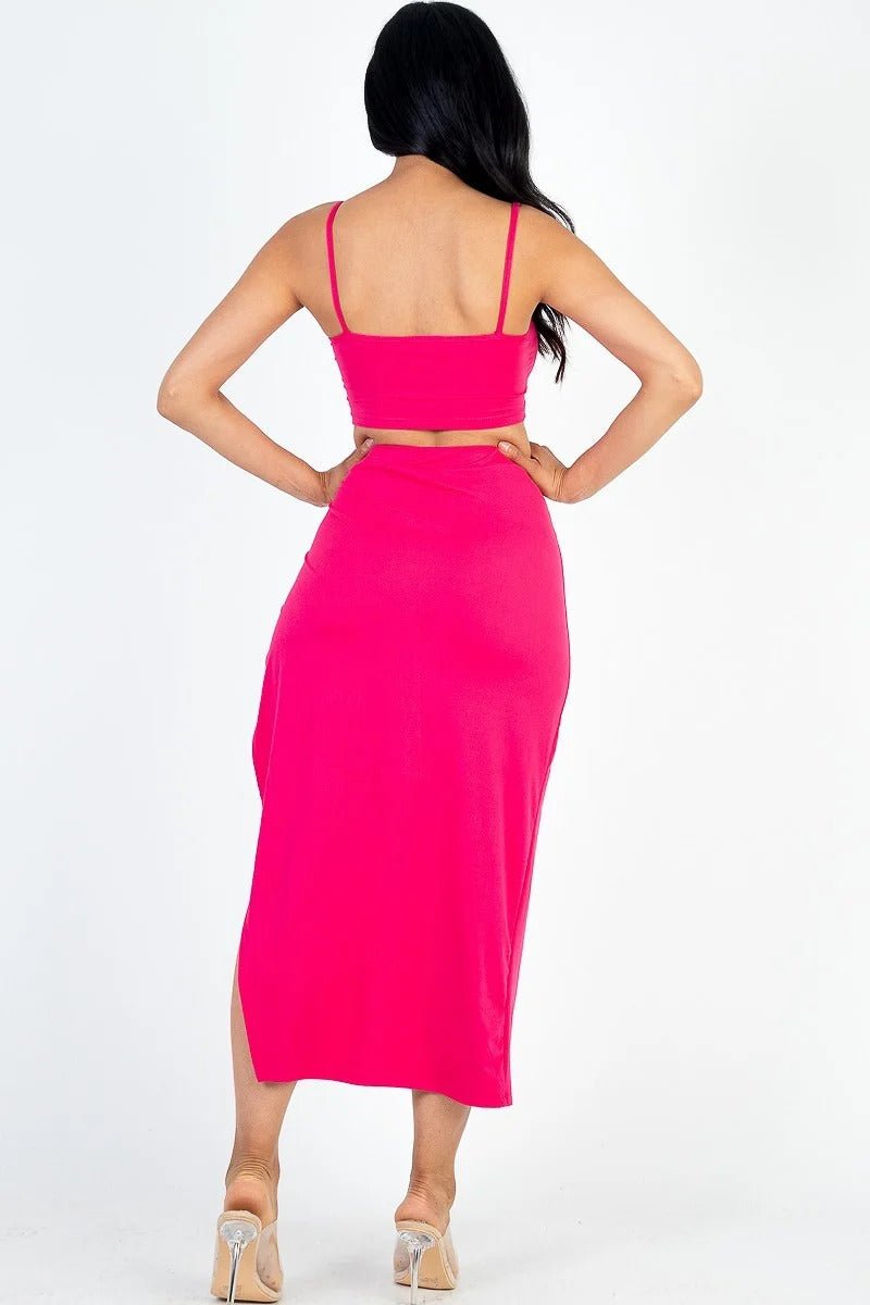 Crop Cami & Split Thigh Maxi Skirt Set - Passion 4 Fashion USA