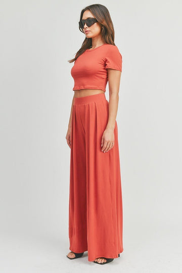 Crop Top And Palazzo Pants Set - Passion 4 Fashion USA